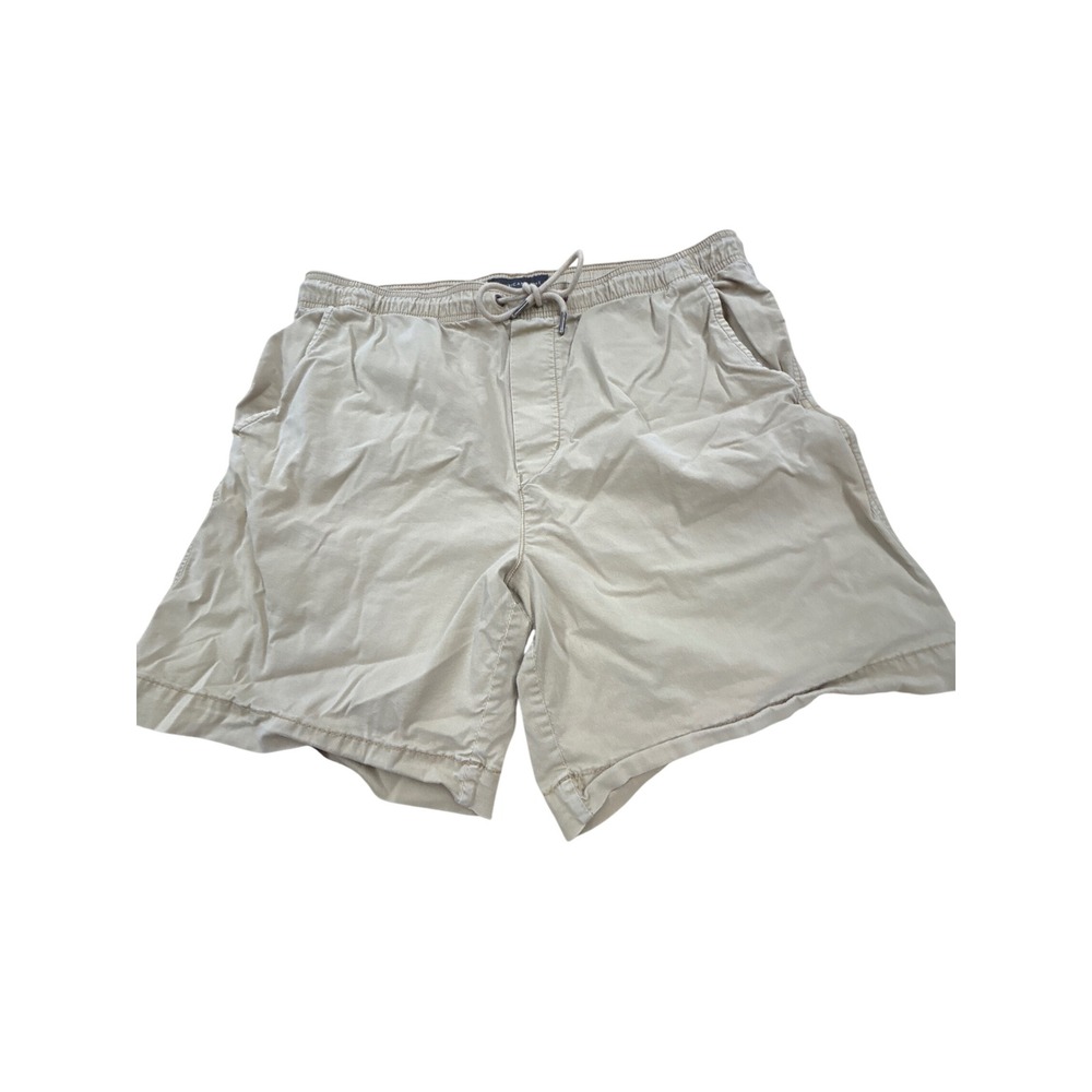 American Eagle Mens Khaki Elastic Waist Drawstring Chino Shorts Tan Size M 6in